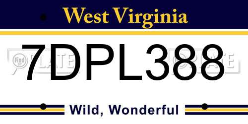 7DPL388 West Virginia License Plate