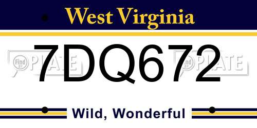 7DQ672 West Virginia License Plate