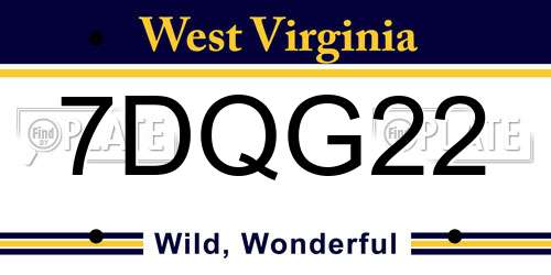 7DQG22 West Virginia License Plate