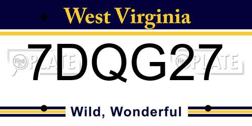 7DQG27 West Virginia License Plate