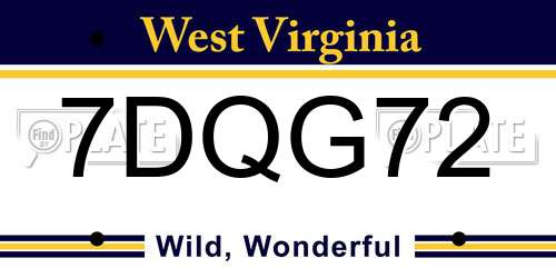 7DQG72 West Virginia License Plate