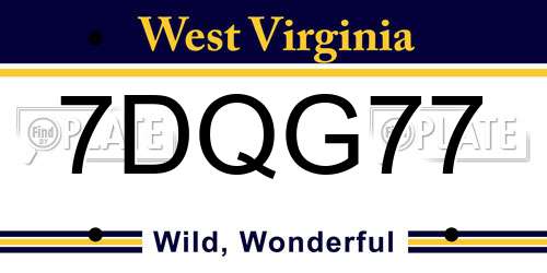 7DQG77 West Virginia License Plate
