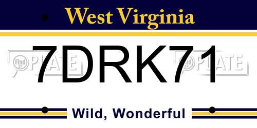 7DRK71 West Virginia License Plate