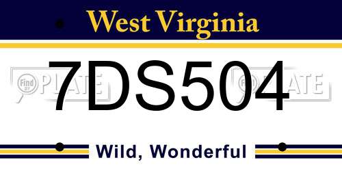 7DS504 West Virginia License Plate