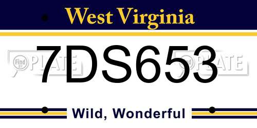 7DS653 West Virginia License Plate
