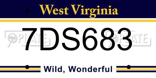 7DS683 West Virginia License Plate