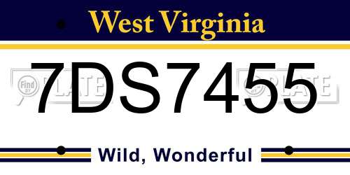 7DS7455 West Virginia License Plate