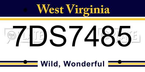 7DS7485 West Virginia License Plate