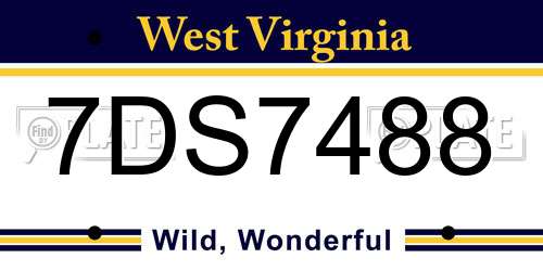7DS7488 West Virginia License Plate