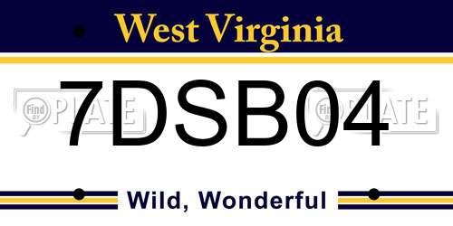 7DSB04 West Virginia License Plate