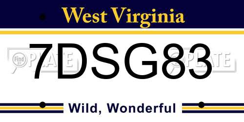 7DSG83 West Virginia License Plate