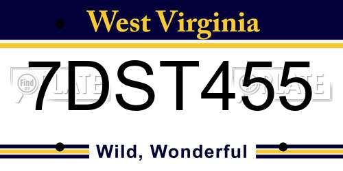 7DST455 West Virginia License Plate