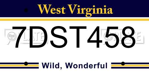 7DST458 West Virginia License Plate