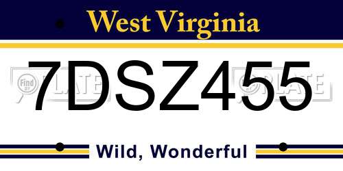 7DSZ455 West Virginia License Plate