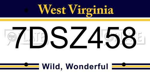 7DSZ458 West Virginia License Plate