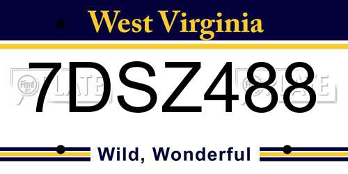 7DSZ488 West Virginia License Plate
