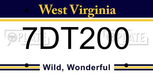 7DT200 West Virginia License Plate