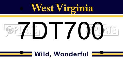 7DT700 West Virginia License Plate