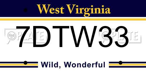 7DTW33 West Virginia License Plate