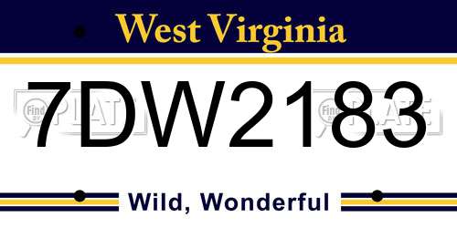 7DW2183 West Virginia License Plate