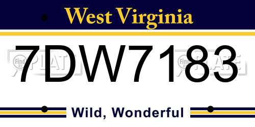 7DW7183 West Virginia License Plate