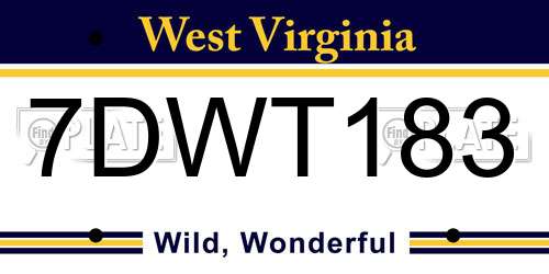 7DWT183 West Virginia License Plate