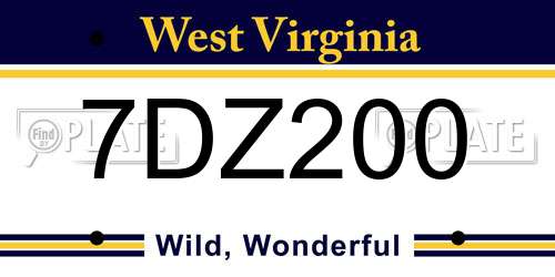 7DZ200 West Virginia License Plate