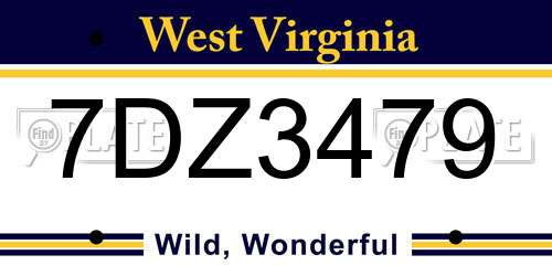 7DZ3479 West Virginia License Plate