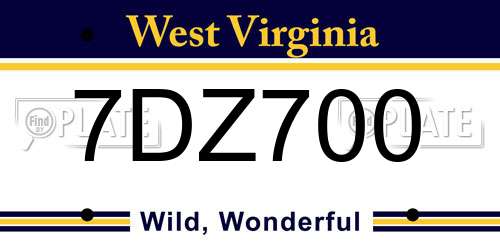 7DZ700 West Virginia License Plate
