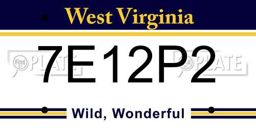 7E12P2 West Virginia License Plate