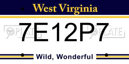 7E12P7 West Virginia License Plate