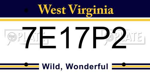 7E17P2 West Virginia License Plate