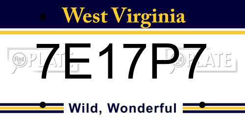 7E17P7 West Virginia License Plate
