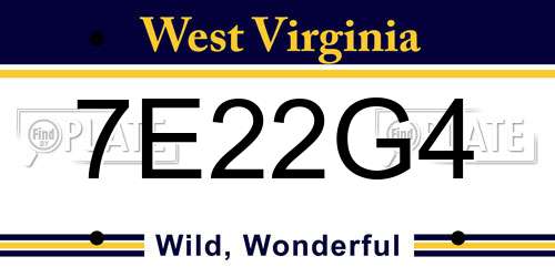 7E22G4 West Virginia License Plate