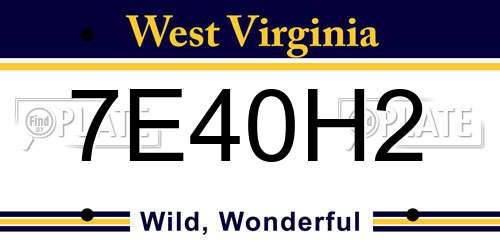 7E40H2 West Virginia License Plate