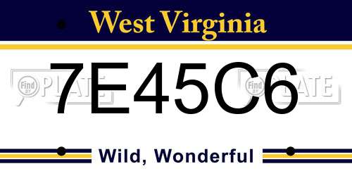 7E45C6 West Virginia License Plate