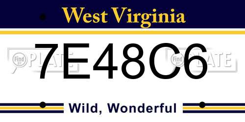 7E48C6 West Virginia License Plate