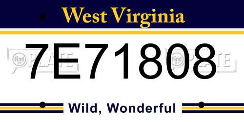 7E71808 West Virginia License Plate