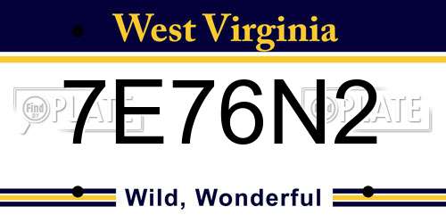 7E76N2 West Virginia License Plate