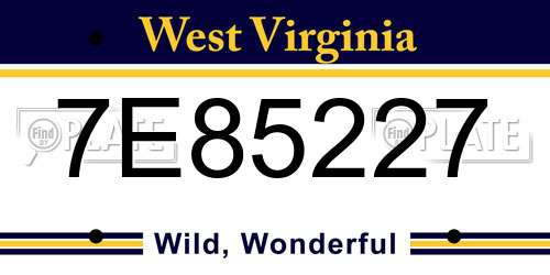 7E85227 West Virginia License Plate