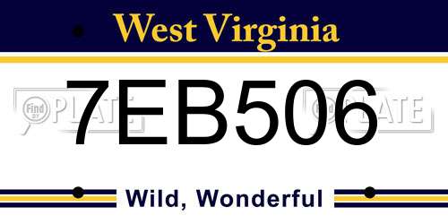 7EB506 West Virginia License Plate
