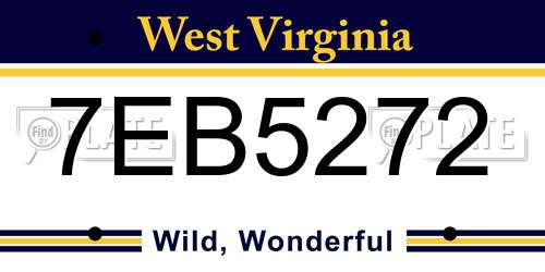 7EB5272 West Virginia License Plate