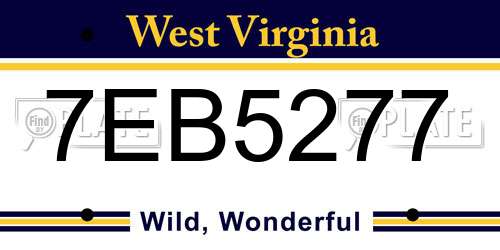7EB5277 West Virginia License Plate