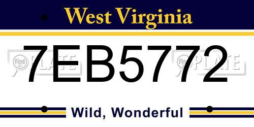 7EB5772 West Virginia License Plate