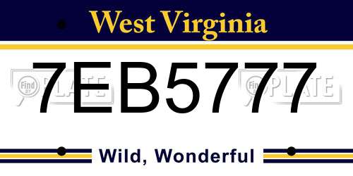 7EB5777 West Virginia License Plate
