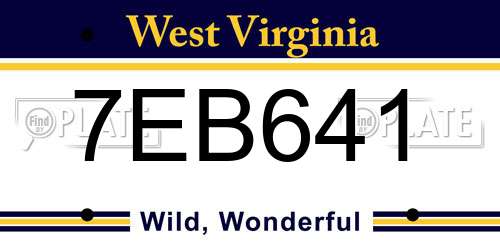 7EB641 West Virginia License Plate