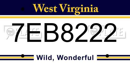 7EB8222 West Virginia License Plate