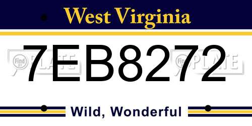 7EB8272 West Virginia License Plate