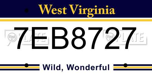 7EB8727 West Virginia License Plate