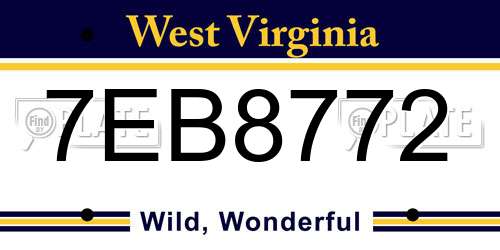 7EB8772 West Virginia License Plate